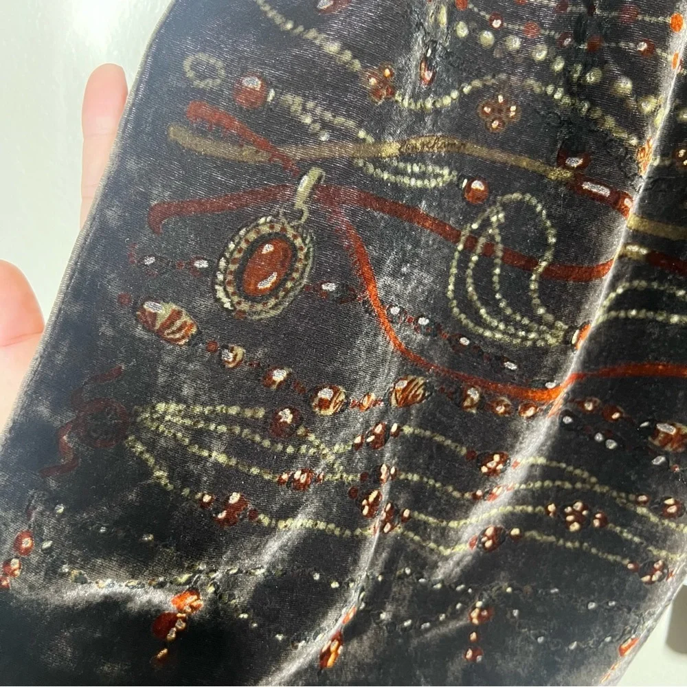Longchamp Rectangle Brown Crushed Velvet silk blend made in Italy scarf